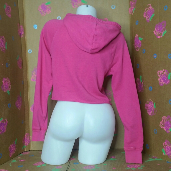 Aeropostale Pink Cropped Hooded Sweatshirt Size S - Picture 3 of 11